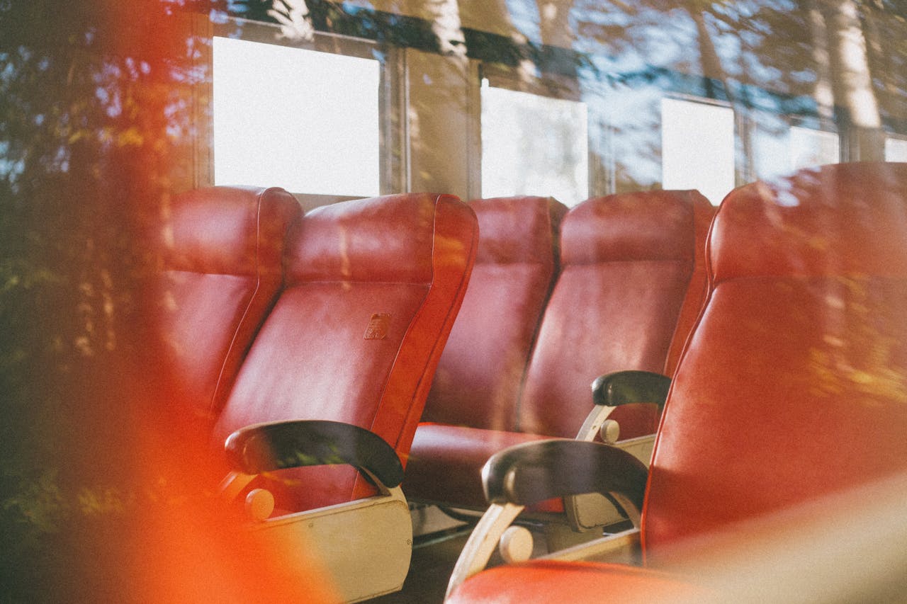 Comfortable interior of a RedCoach luxury bus traveling from Fort Lauderdale to Miami