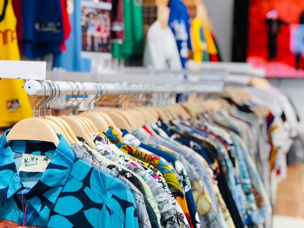 Display of traditional Cuban guayabera shirts in a boutique on Calle Ocho