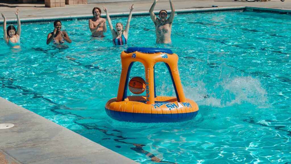 Children playing in a beachfront hotel pool in Miami